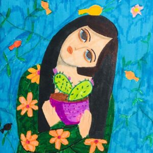 Woman and cactus